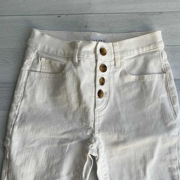 LOFT White Button Up High Waist Skinny Leg Denim 24/00 - Picture 2 of 8